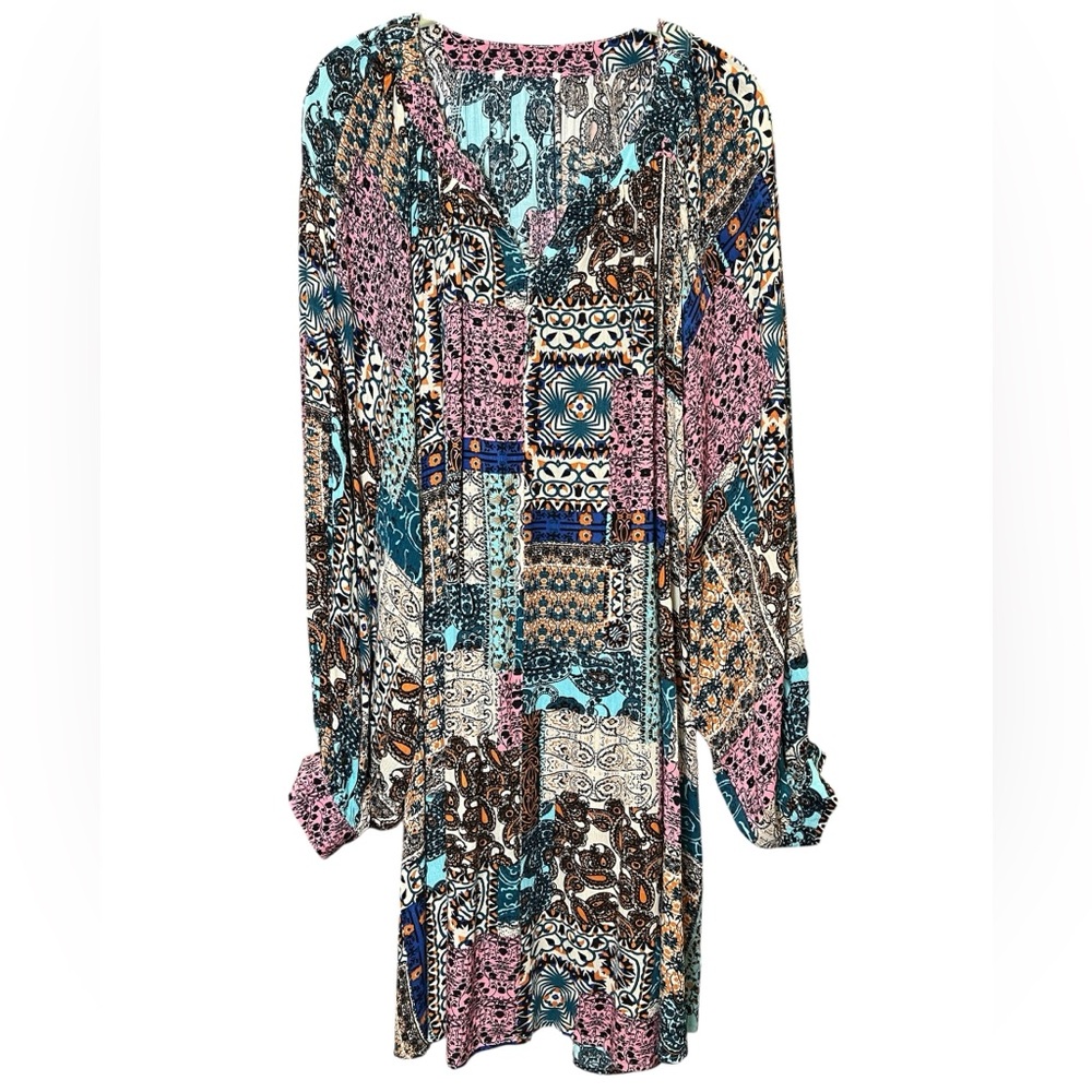 Umgee Bohemian Patchwork Pattern Dress - image 3